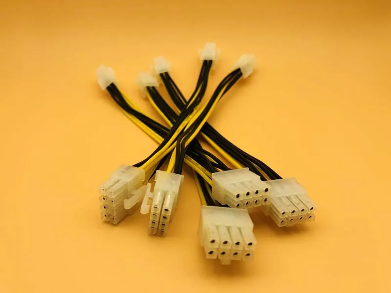 5 pces 20cm atx 4pin macho para 8pin fêmea eps adaptador de cabo de alimentação cpu fonte de alimentação conversor de cabo para mineração btc mineiro