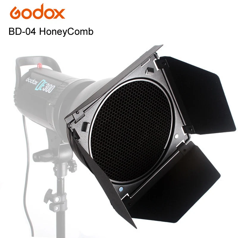 Studio Flash Strobe Honeycomb Barn Door Grid with 4 Colors Filter Gels Kits for Godox TC series #BD-04