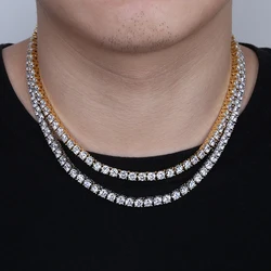 TOPGRILLZ 3MM Iced Out Bling AAA Zircon 1 Row Tennis Chain Necklace Men Hip Hop Jewelry Dropshipping