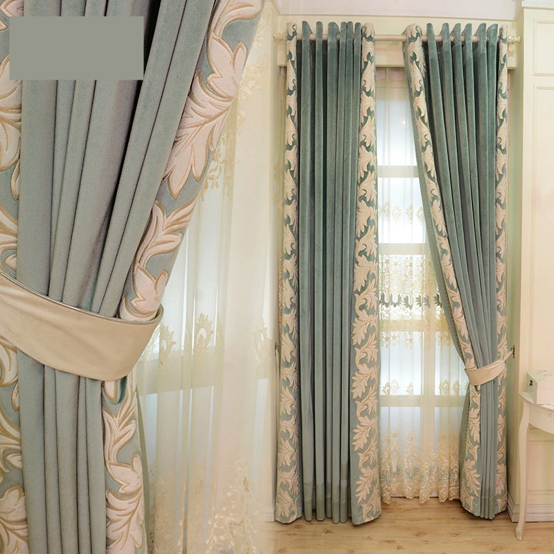 embroidered simple modern high-grade lace curtain Mediterranean living room curtain sheer tulle E151