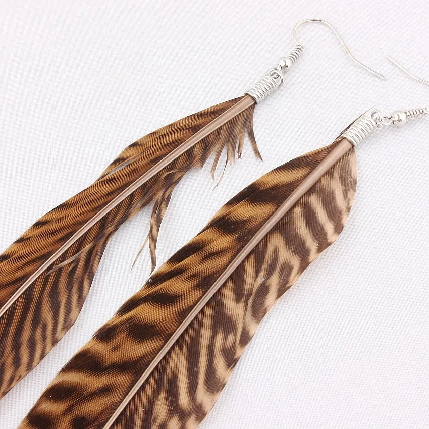 QB Dream Beauty Hollow out Vintage Pheasant Feather Dangle Earrings For Women Bohemia Earring Lady\'s Ethnic Indian Jewelry