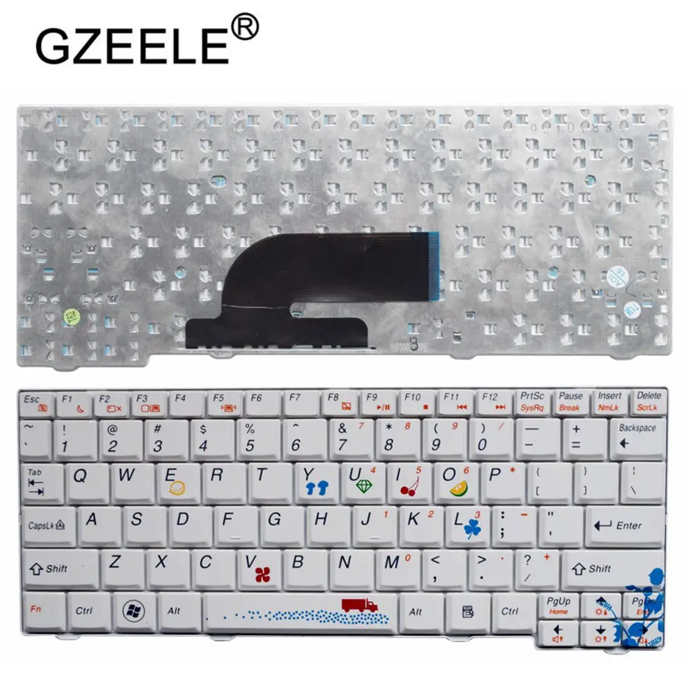 GZEELE New For Lenovo IdeaPad S10-2c S10-3c US White Colorful Keyboard