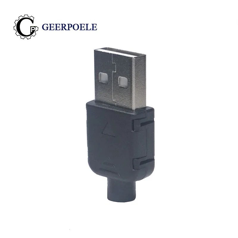 Conector encaixe usb tipo a 4p, conector triangular preto com conexão usb, conector de plástico