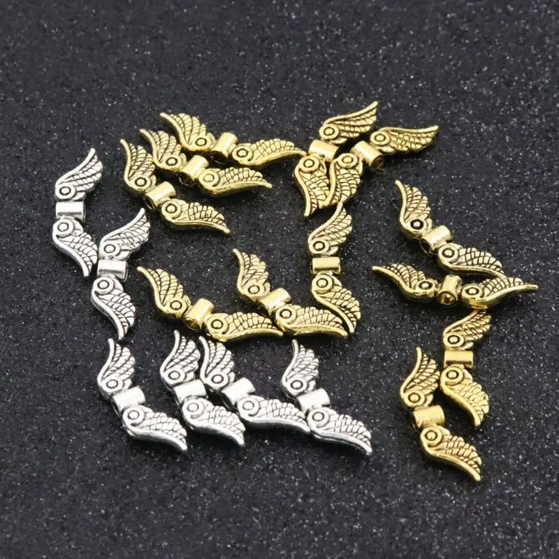 Breite 24mm Loch 1,8mm Flügel tibetisch Silber Gold Farbe Metall Abstand halter Perle für Schmuck finden Schmuck Perle handgemachte DIY Zubehör – Detail 4