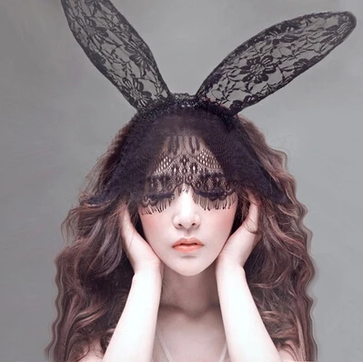 Fun cute bunny rabbit ears mask lace cosplay