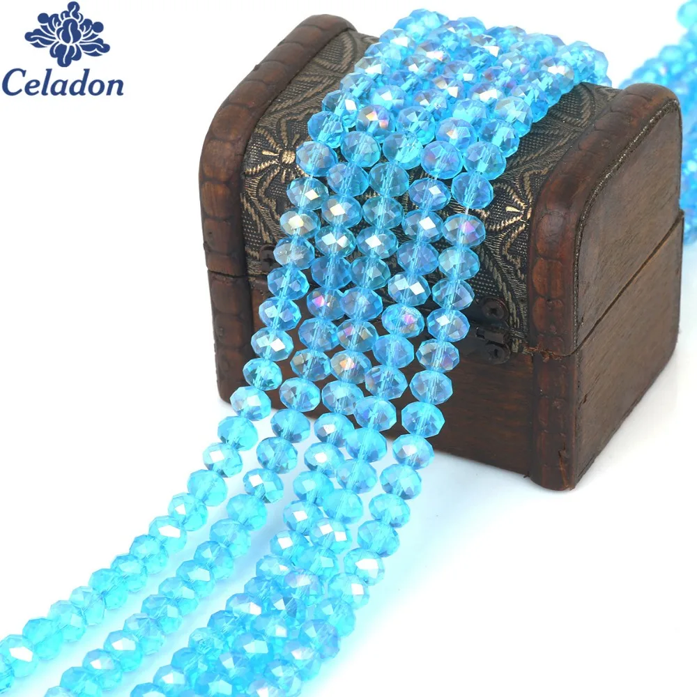 Wholesale 2/3/4/6/8mm Plating Bicone Crystal Beads AB Color Faceted Glass Wheel Beads for Jewelry Making Bracelet Accessories