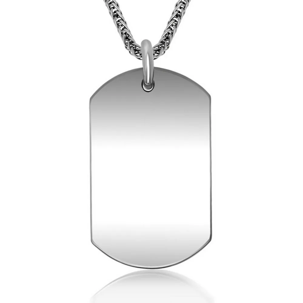 Men's Titanium Stainless Steel Dog Tag Necklace with 20 Inches or 24 Inches Chain Military GI Style Wheat Spike Chain Necklace