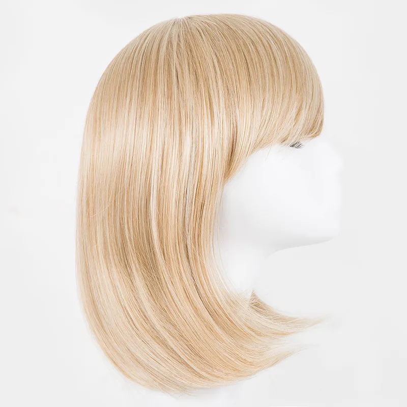 Fei-Show Short Wavy Blonde Wig Synthetic Heat Resistant Fiber Women Female Peruca Perruque Peruk Oblique Inclined Bang Hairpiece