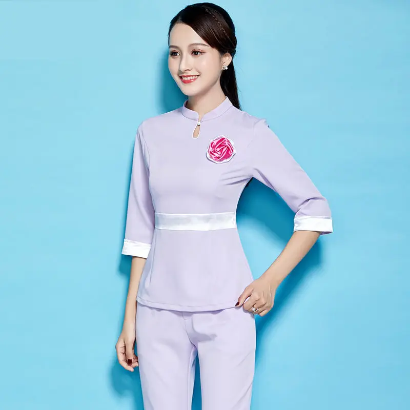 

Women SPA Workwear 2pcs Sets Female Hospital Nurse Uniforms Wholesales Beauty Clothing Beautician Work Clothes S-5XL