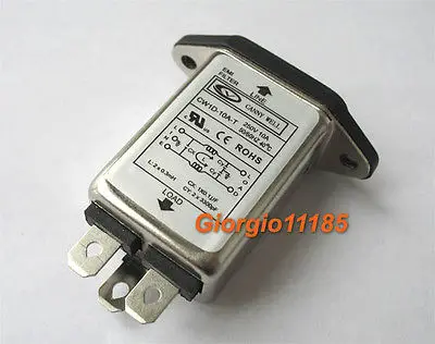 1pc General Purpose AC Power EMI Noise Filter 10 Amp 110V 115V 220V 240V 250V