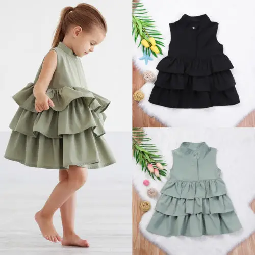 Newborn Kid Baby Girls Sleeveless Layered Dresses Party Pageant Cake Ruffle Tutu Dress Bubble Girls Clothes