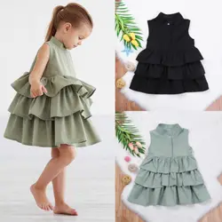 Newborn Kid Baby Girls Sleeveless Layered Dresses Party Pageant Cake Ruffle Tutu Dress Bubble Girls Clothes