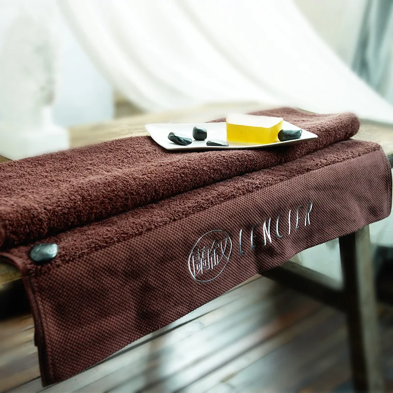 

High Quality 100% Cotton Bath Towel Brown Embroidered Rectangular Beach Towels For Adults Plus Thicken 5 Stars Hotel Towels