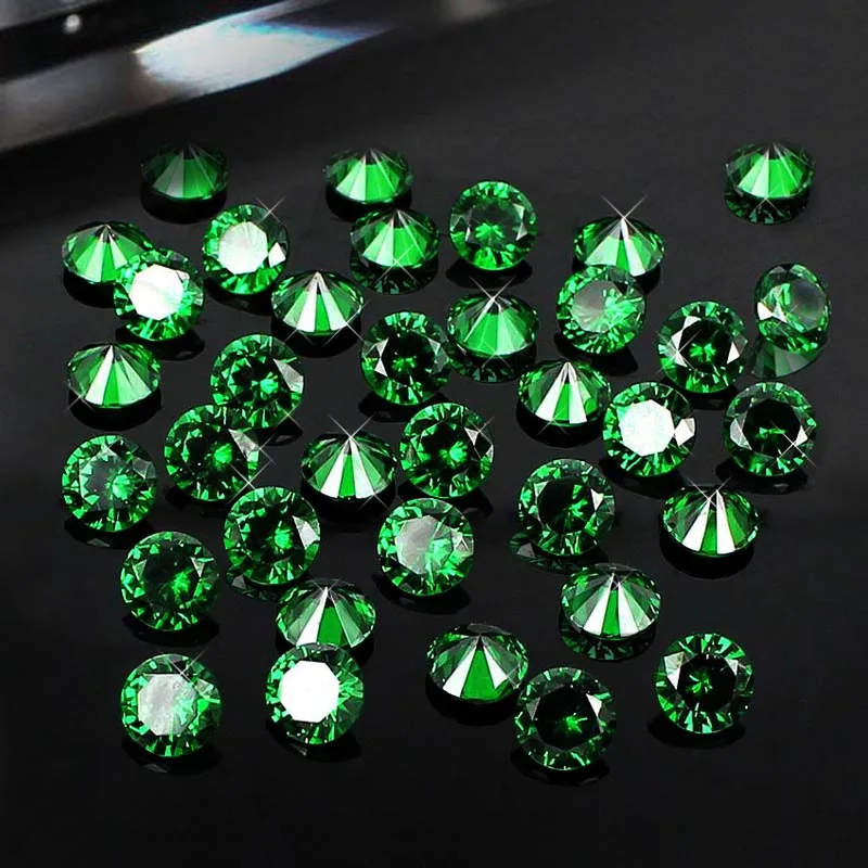 Emerald Color Cubic Zirconia Stones Beads Round Design Supplies For Jewelry 3D Nails Stickers Art Clothes Decorations DIY 5-12mm