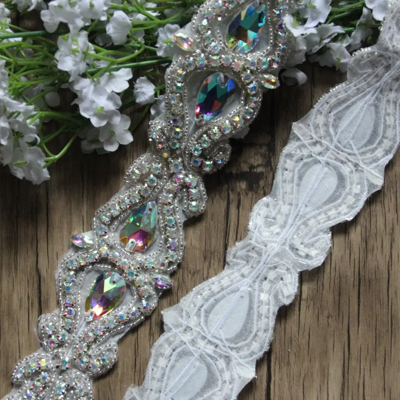 

Free Shipping 5yards Fancy Crystal Rhinestone Chain Wedding Bridal Sash Rhinestone Belt AB Crystal Trimming LSRT10201-2