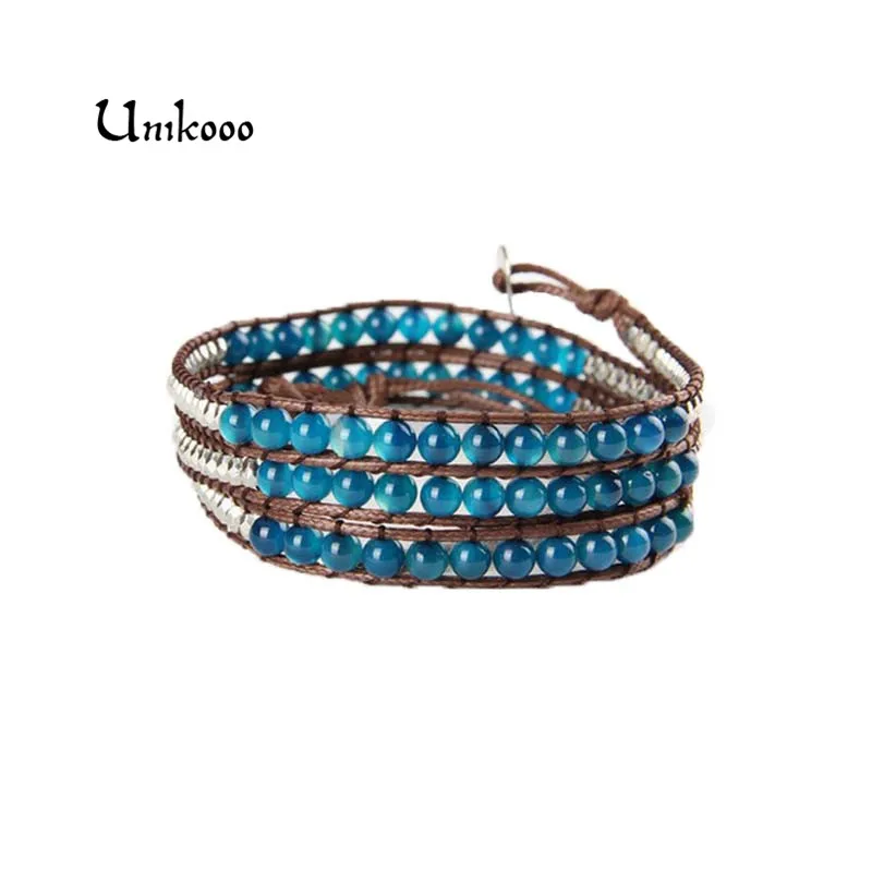 Leather Wrap Bracelet for Women Blue dragon Bead Wrap Bracelet Handmade Wrap immitation Leather Bracelet Bijoux Femme