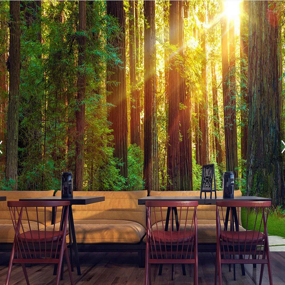 

3D Wall Mural Photo paper Nature Green Tree for Living Room TV Backsplah Decor Paper Murals Roll Contact