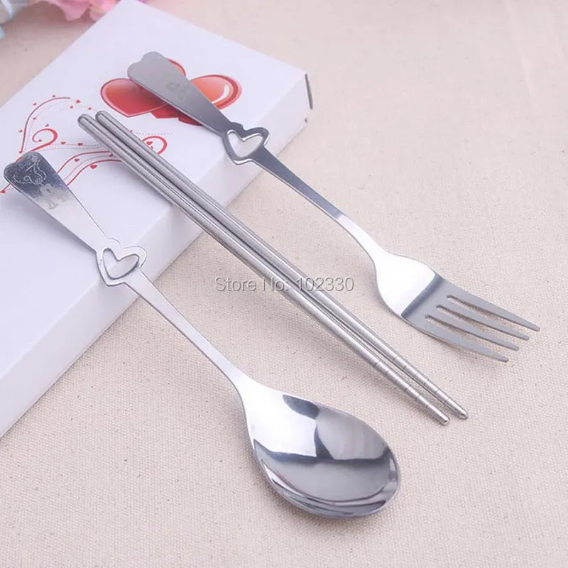 Wedding Favor And Gift For Guests Stainless Steel Love Spoon Fork Chopstick Kitchen Bridal Party Favor Western-style  S2017104