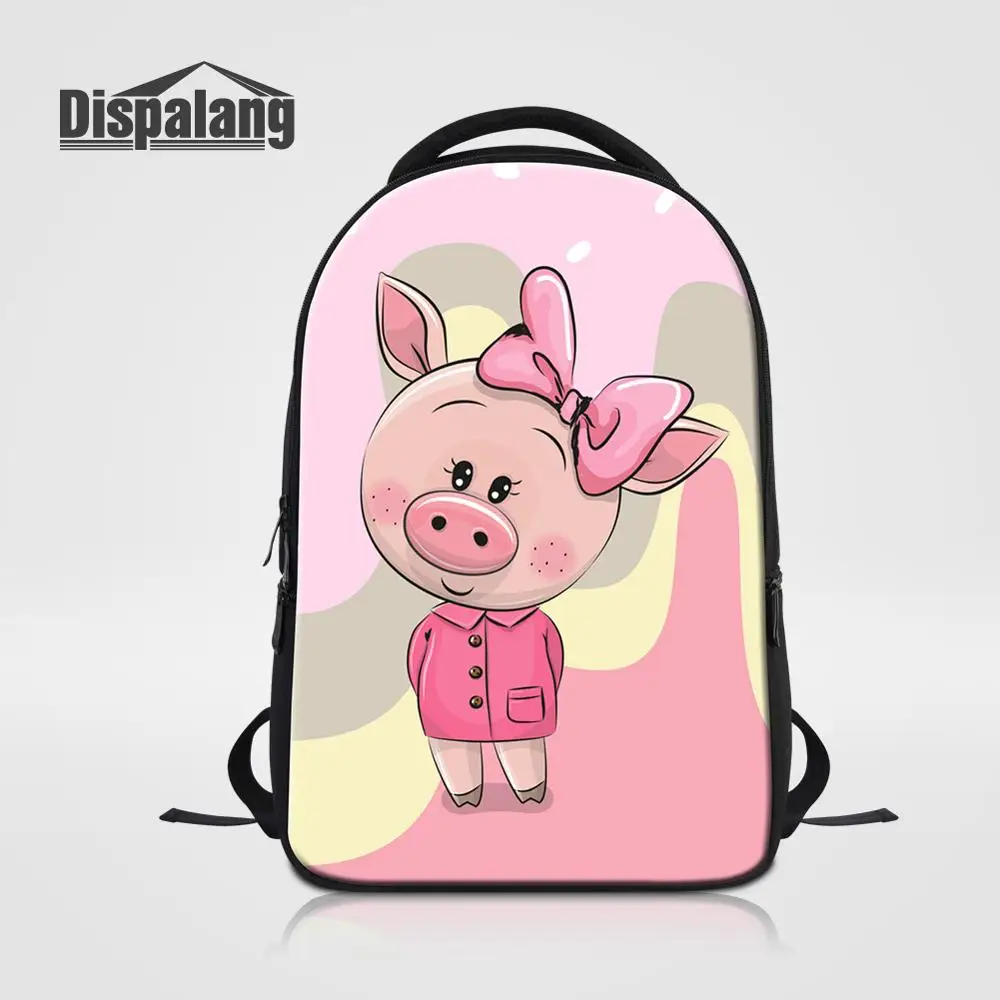 Laptop Backpack Under 14 Inch Notebook Cute Cartoon Pig Printing Women Travel Rucksack Shoulder Bags Girls New Fashion Schoolbag