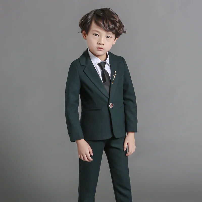 

Flowers Boys Formal Blazer Jacket Pants Tie 3PcsSuit Kids Wedding Birthday Party Dress Gentleman Children Performance Costume