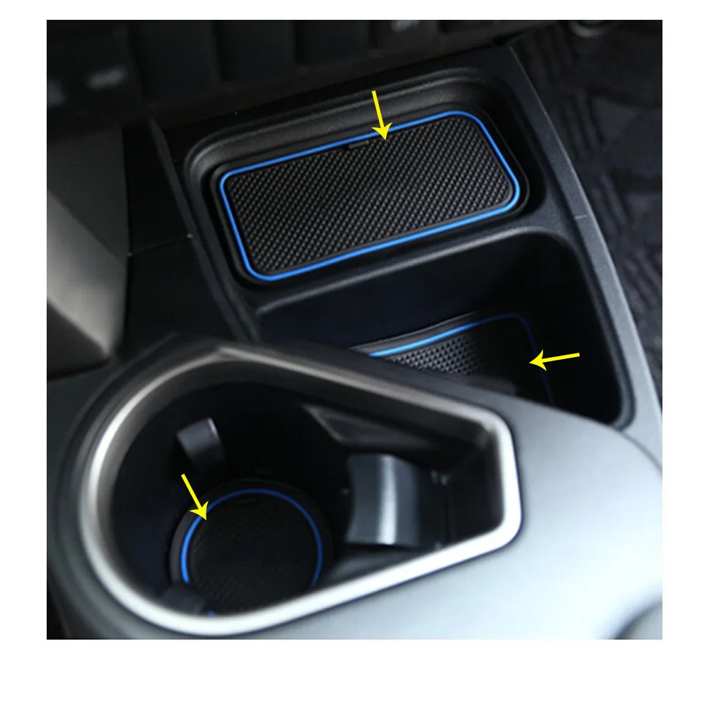 For Toyota RAV4 2014 2015 2016 2017 2018 Car Groove Gate Slot Armrest Storage Rubber Non-Slip Mats Mat Door Stick Pad/Cup 14pcs