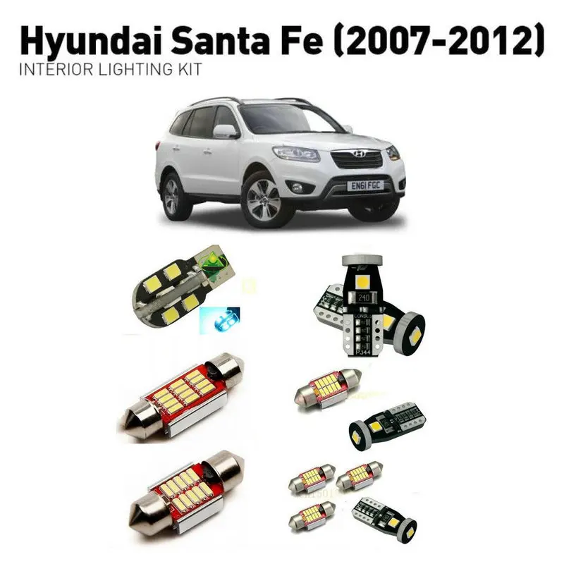 

Led interior lights For Hyundai santa fe 2007-2012 13pc Led Lights For Cars lighting kit automotive bulbs Canbus