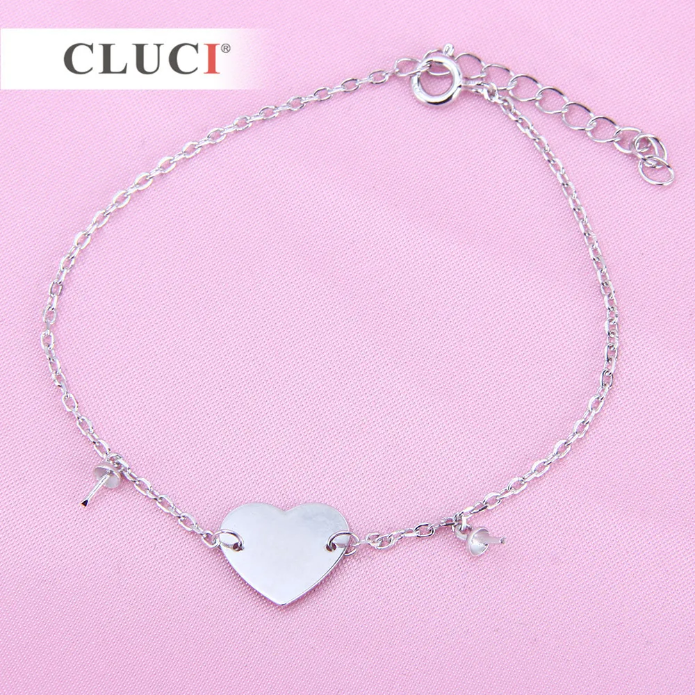 CLUCI 925 sterling silver pearls bracelet accessary Custom Personalized Name Bracelet for lovers\' Engrave Name SB048SB