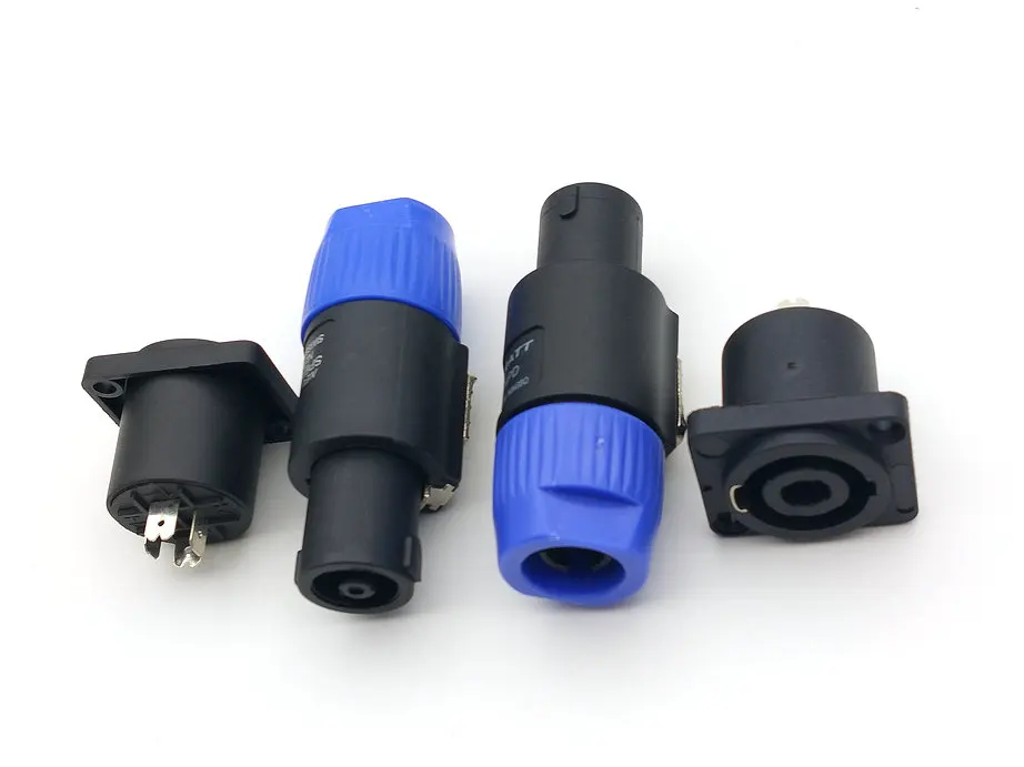 1 SET blue (1 PCS Speakon 4 Pin Male Plug +1 pcs  female) Compatible Audio Cable adapter