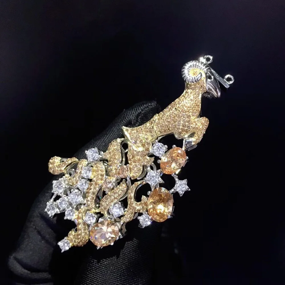 jewelry findings& components aries clasp and  brooch double use  925 sterling silver with cubic zircon 12 constellations