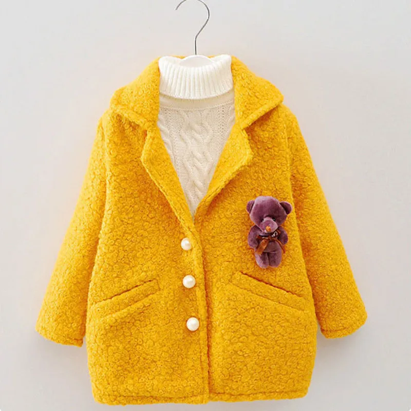 New Children Clothing 2024 High Quality Baby Girls Wool Coat Cheap Price Pink Warm Princess Outwear For 2-4 Years