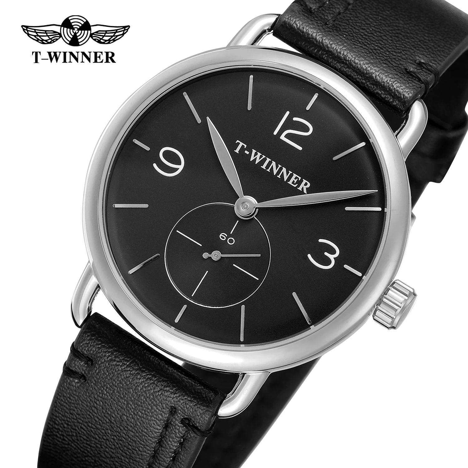 T-winner Top Brand 2019 New Arrival Best Watches For Men Online Mechanical Hand Wind Trendy Dial Leather Strap Casual Wristwatch