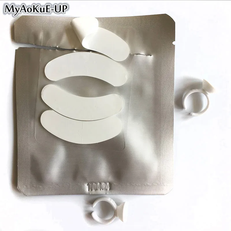 50packs Gel Eye Pad For Eyelashes Extension Silver Paper Patches Hydrogel Eyelash Under Silicone Eye Pad Eyelash Extension Pads