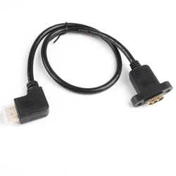 90 Degree Left Right Up Down Angled HDMI 19p 1.4 male to Female extension cable with Screw Hole Can Lock Panel Mount Cable