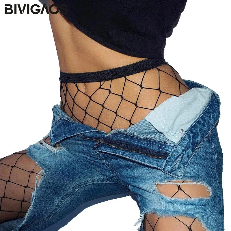 BIVIGAOS Hollow Sexy Pantyhose Big Fishnet Tights Women Mesh Render Tights Pantyhose Transparent Collant Sexy Stockings Pantys