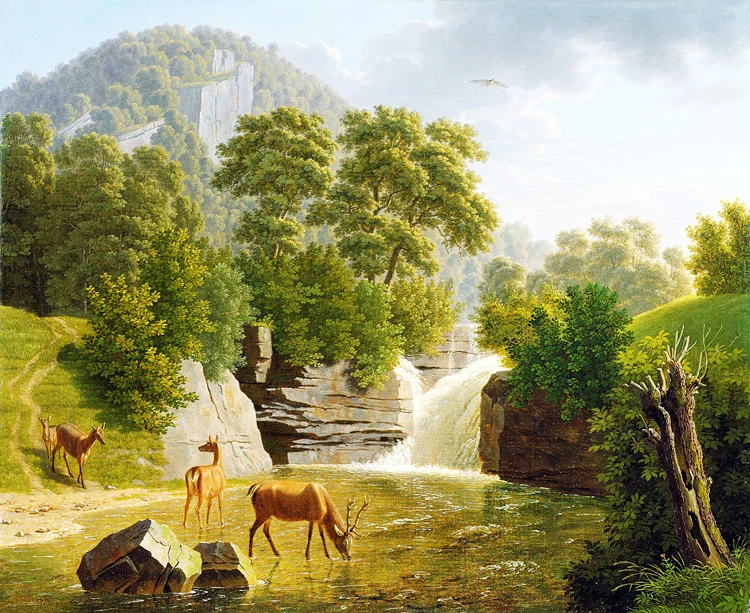 Animal Fawn mountain scenery Art Needlework 14CT Canvas Unprinted Handmade Embroidery Cross Stitch Kits DIY Home Decor