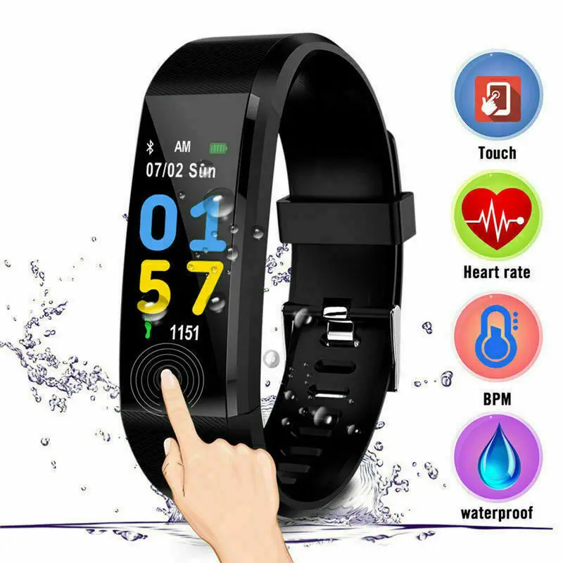 Inteligentna bransoletka Sport opaska Bluetooth tętna zegarek z wyświetlaczem monitor aktywności fizycznej 115 Plus SmartBand PK Mi band 2