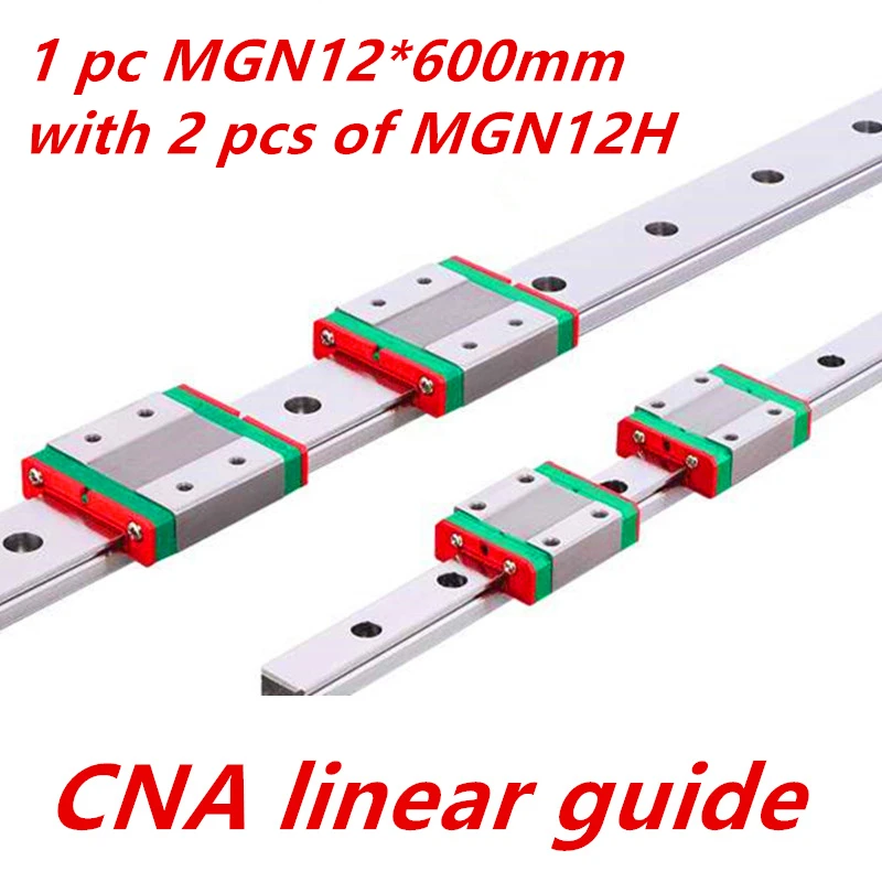 Kossel Pro Miniature MGN12 600mm 12mm linear slide :1 pc 12mm L-600mm rail+2 pcs MGN12H carriage for X Y Z 3d printer parts cnc