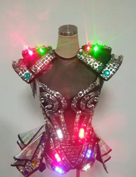 Sexy Women Laser LED Costumes Ladies nightclub LED suit  Girls Disco LED Light dress cosplay halloween dance wear