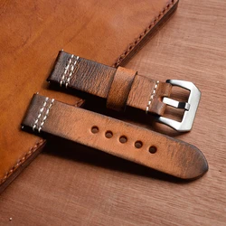 Retro Thick Leather Wrist Strap for Watch Band Classic Bracelet Watchband 20mm 22mm 24mm High Quality Steel Buckle KZV09