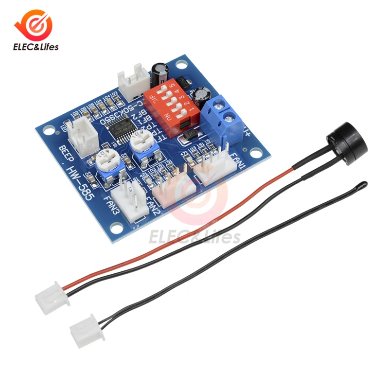 NTC 3950 Thermistor PWM Fan Temperature control Speed Controller Module 12V 4-wire High-Temp Alarm Buzzer PC Computer CPU Fan