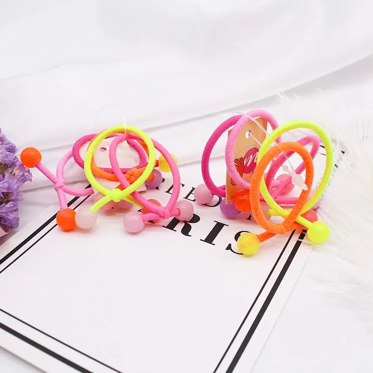 10Pcs / Lot Candy Fluorescence Colored Hair Holders High Quality Rubber Bands Hair Elastics Accessories Girl Women Tie Gu