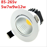 Dimmable LED COB Downlight AC110V 220v 5w / 7w / 9w / 12w Recessed LED spot Light lumination Indoor Decoration Ceiling Lamp