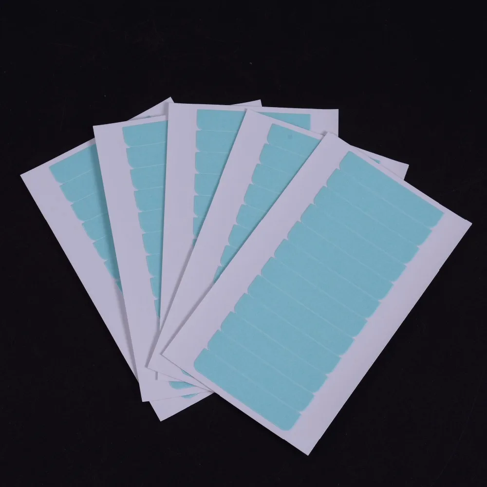 5 Sheets Super Adhesives Blue Replacement Tape for Hair 4CM*0.8CM 60 Tabs  Double-Sided Lace Front Support Tape Strips