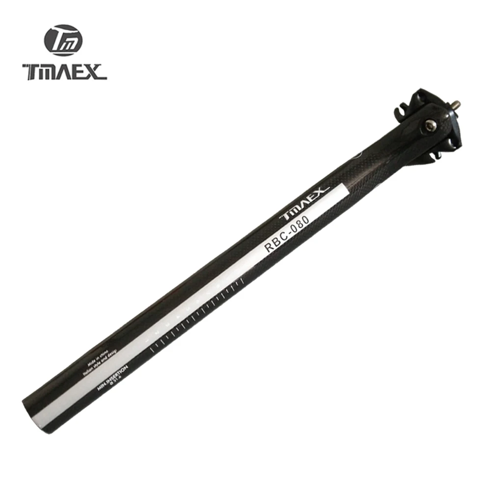 TMAEX-080-Carbon Mountain Bike Seatpost, Silver Backward, 25 Degrees Full, 3K, 27.2mm, 30.8mm, 31.6x400mm, 230g