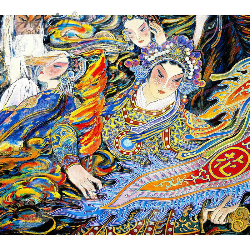 Michelangelo Wooden Jigsaw Puzzles 500 Pieces Chinese Figure Status Peking Opera Hua Mulan Educational Toy Decorative Painting