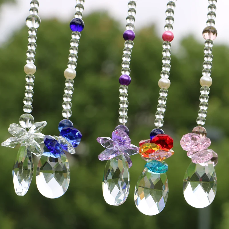 1PCS Rainbow Maker Crystal Suncatcher Teardrop Prism Hanging Fengshui Pendant Window Ornament 38mm 50mm 63mm 76mm