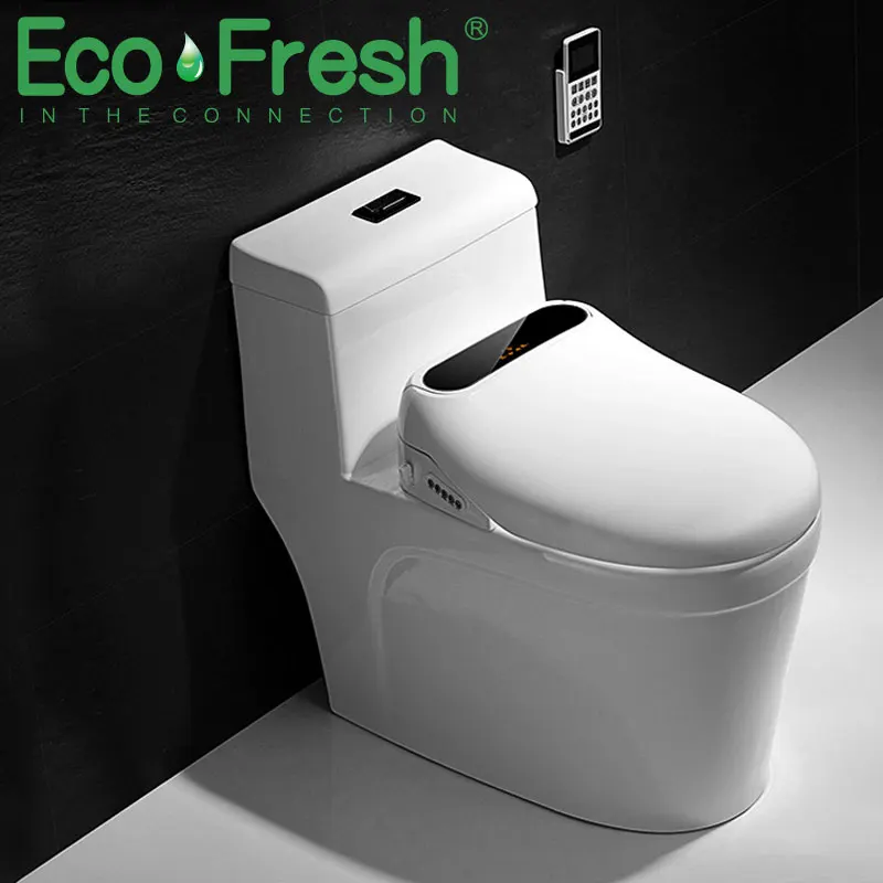 Ecofresh LED wc lighted Smart elongated U toilet seat Electric Bidet cover heated led light wash dry massage woman children old