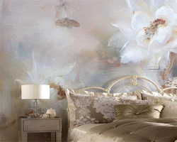 Custom Wallpaper Mural Floral Flower Oil Painting Hotel Bedroom Background Wall Paintings wallpaper for walls 3d papel de parede