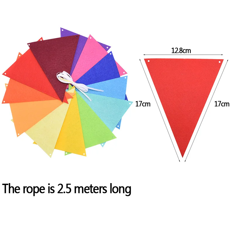 12-flagowe wielokolorowe filcowe banery girlandy ślubne chorągiewka proporczyk urodziny Baby Shower DIY wisząca girlanda flagi dekoracja