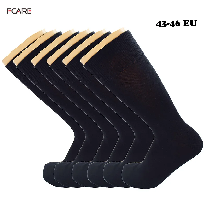 

Fcare 12PCS=6 pairs plus size mid calf men black cotton business calcetines hombre sokken chaussett homme crew dress socks